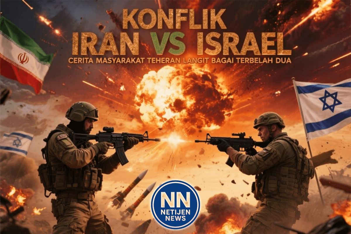 ilustrasi perang iranvs israel dan mencekam nya langit teheran