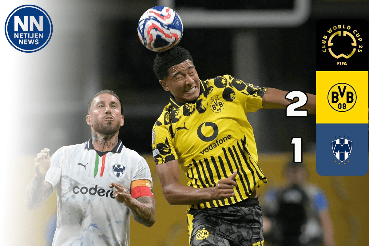 Pemain Dortmund Jobe Bellingham berduel dengan Sergio ramos captain monterrey